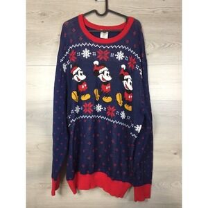 Disney Sweater Womens XXL Mickey Mouse Christmas Multicolor Pullover Long Sleeve